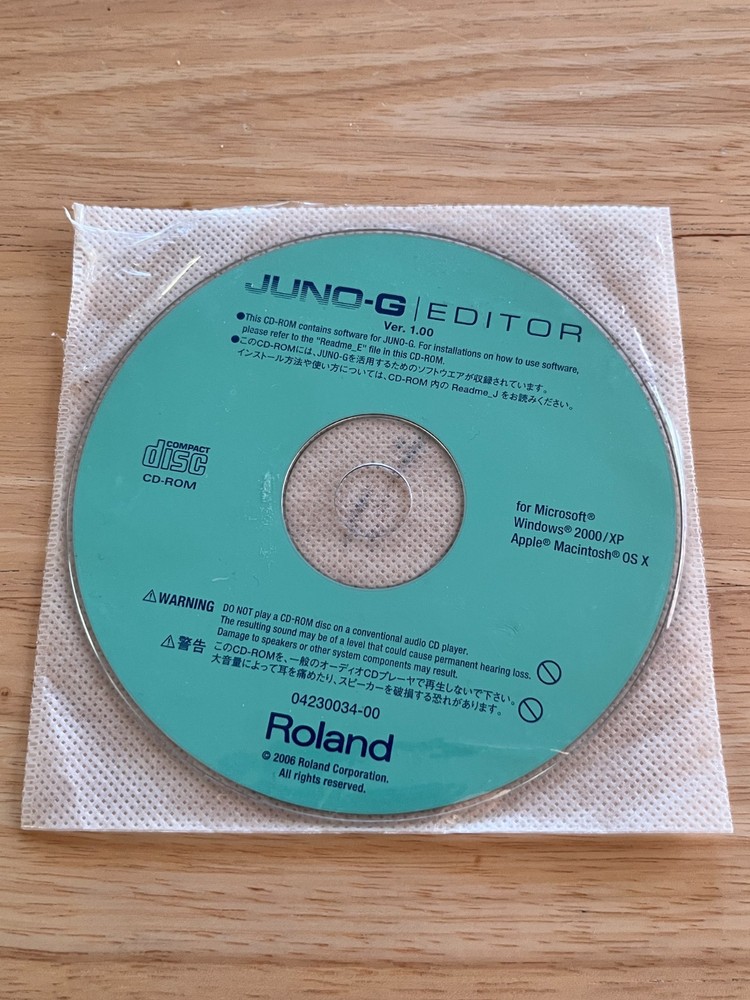 Original Roland JUNO-G Editor CD-ROM (Version 1.00)