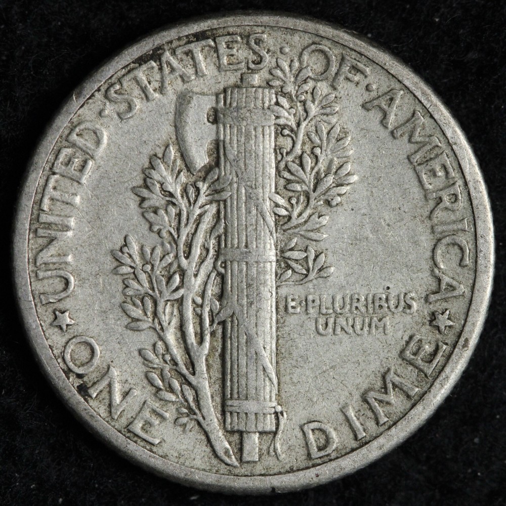 1928 Mercury Silver Dime AU E231 UGN