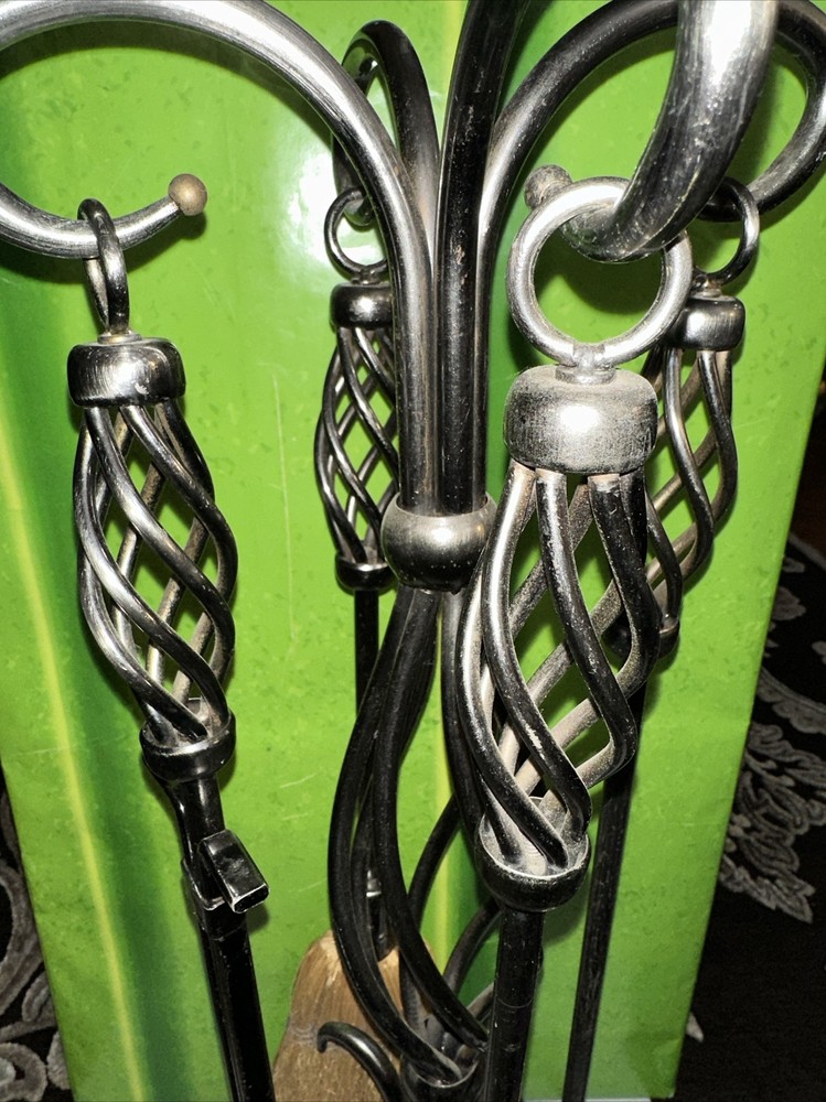 Swirl twisting fireplace tool set Heavy Duty