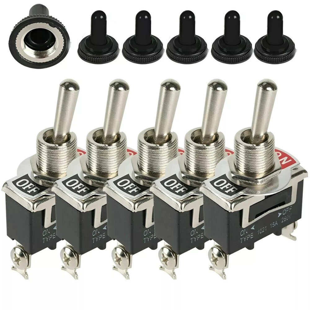 5X 12V SPST Solid Metal Toggle Switch ON/OFF Single Pole for Marine / Automotive