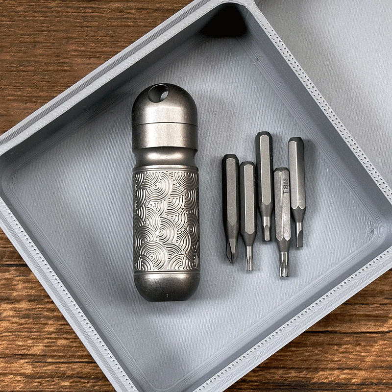 Titanium Pocket Mini Waterproof Holder with Bits Portable Outdoor EDC Tools Gift