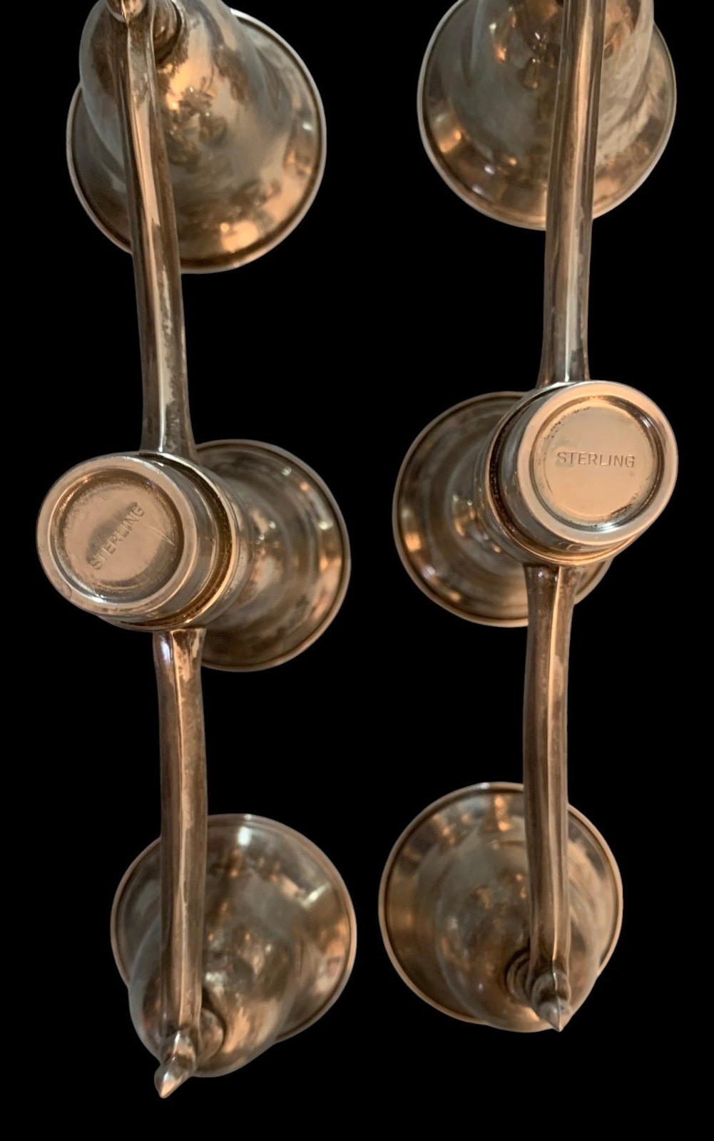 Sterling Silver Weighted "735" 3 Arm Candlestick Candelabra PAIR* HALLMARK