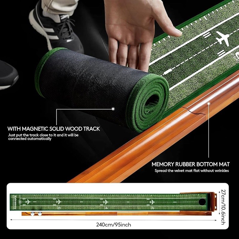 Indoor Golf Putting Green Mat W/ Automatic Ball Return System Practice Aid New