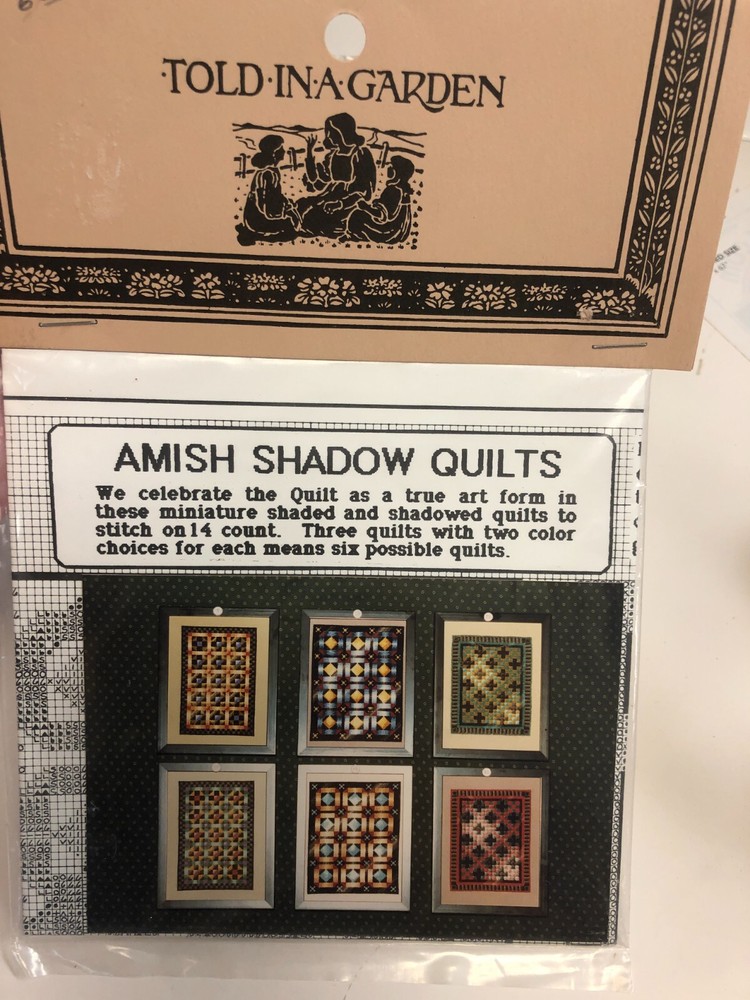 AMISH SHADOW QUILTS Cross Stitch Patterns, uses 14-count Aida, 6 variations