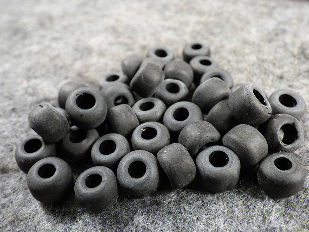 (10) Crow Indian Original Matte Black Padre Glass Trade Beads Fur Trade Era