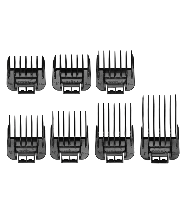 Andis #01380 7 Piece Attachment Comb Set Guards For Master Fade Clippers NEW