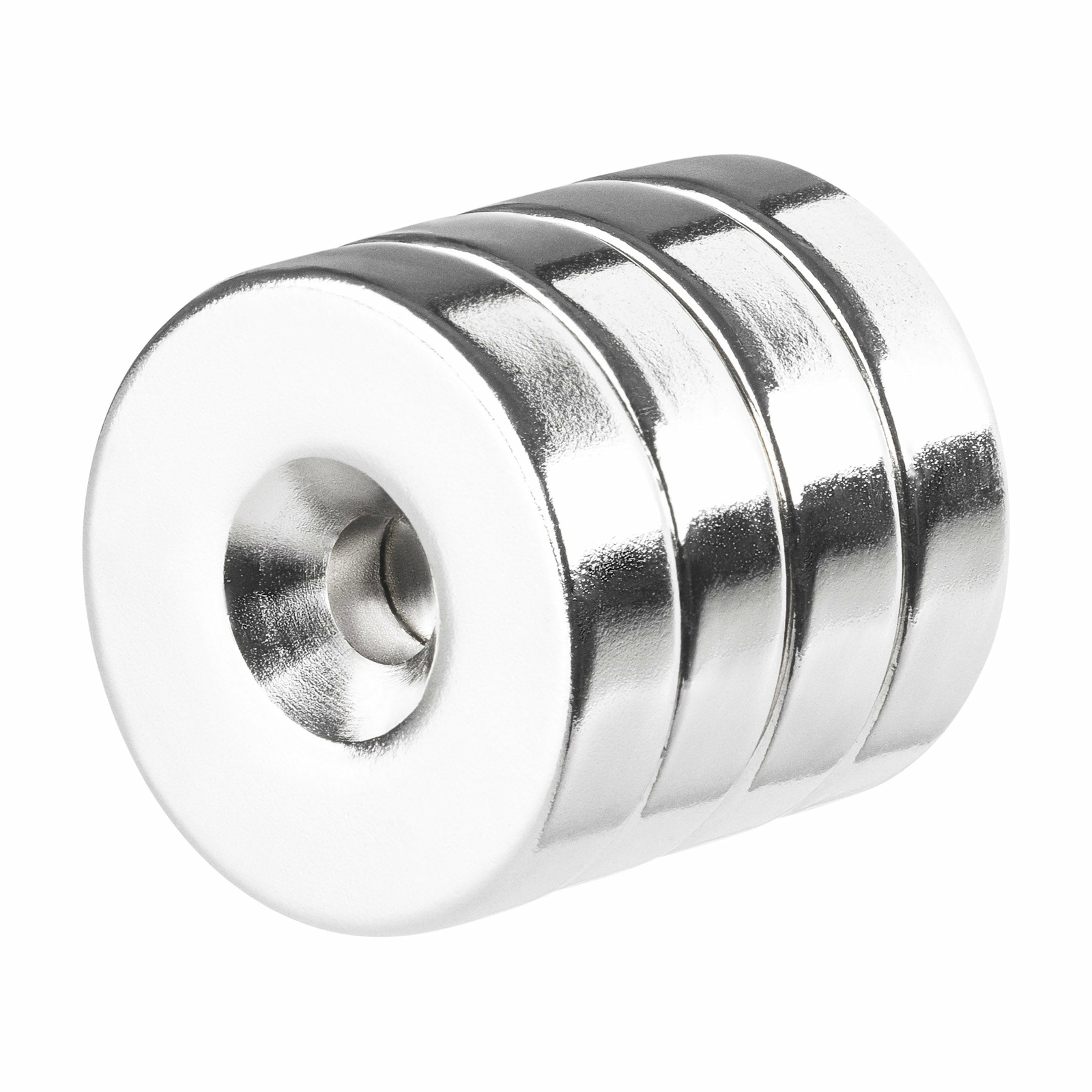 1 x 1/4 Inch Neodymium Rare Earth Countersunk Ring Magnets N52 (4 Pack)