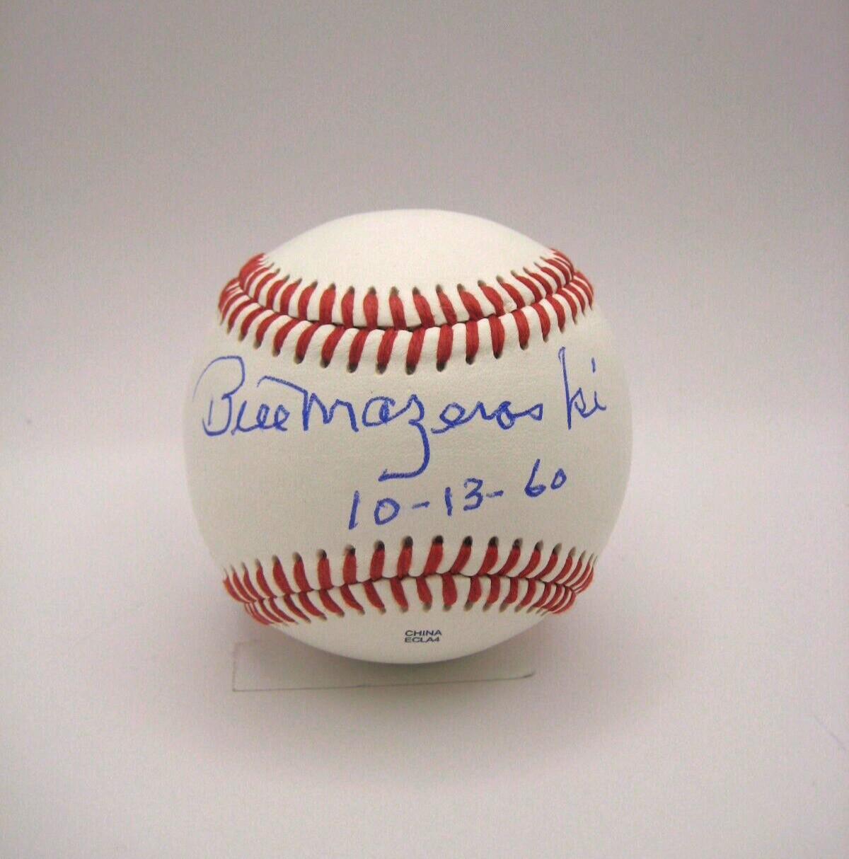 BILL MAZEROSKI PIRATES HOF GREAT AUTO BASEBALL INSCRIBED 10-13-60  COA FREE SHIP