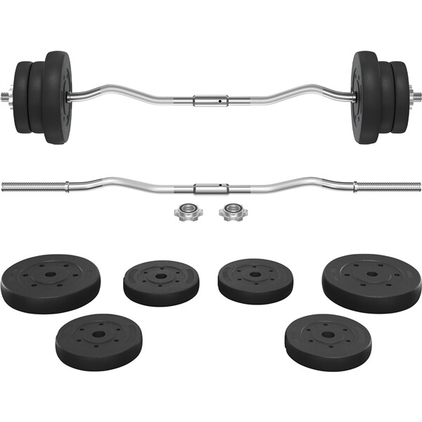 55lb Curl Barbell Set Dumbbell Weight Set Gym Lifting Exercise Curl Bar Black