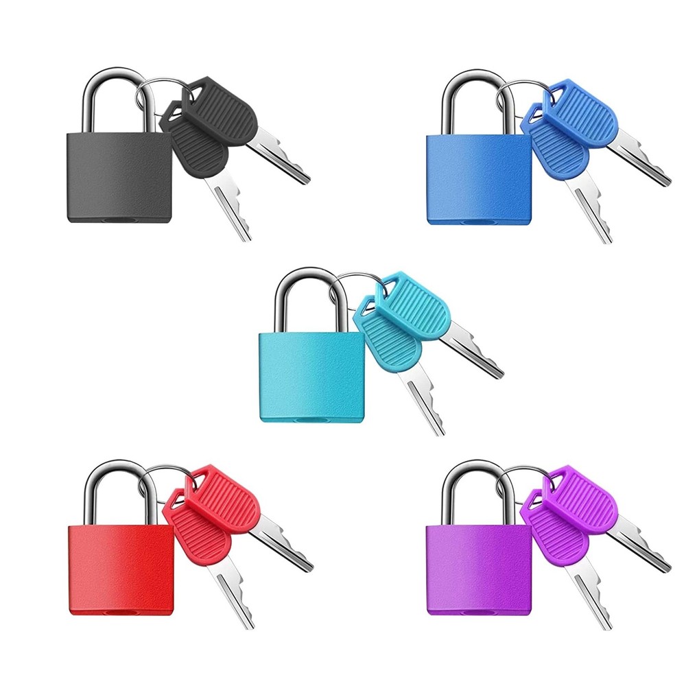 5Pack Suitcase Locks with Keys, 23mm Small Luggage Padlocks Multicolor, Solid...
