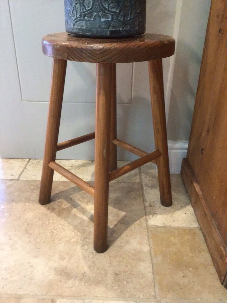 Vintage Pine Button Round Stool