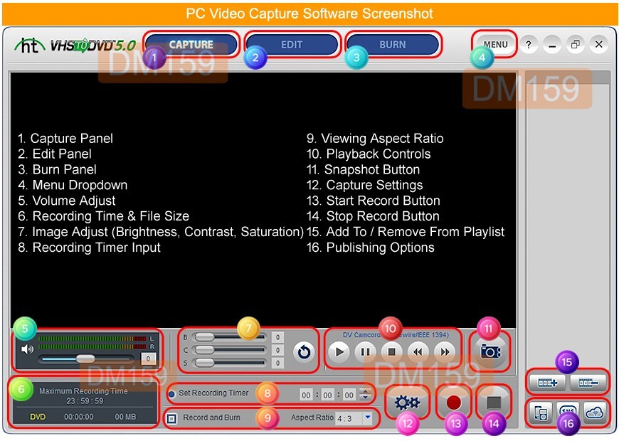 Premium USB-Basd Video Audio Recorder w/Capture Editing Software For PC Mac OS