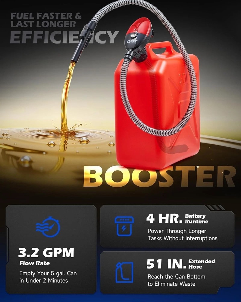 Universal 3.2GPM Fuel Transfer Pump, Lightweight and Automatic Shutoff System