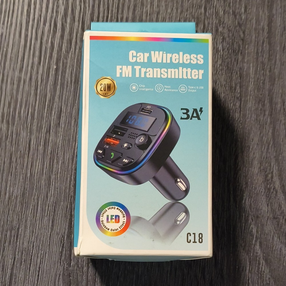 Bluetooth Wireless FM Transmitter C18 LED Display USB Charging Hands Free
