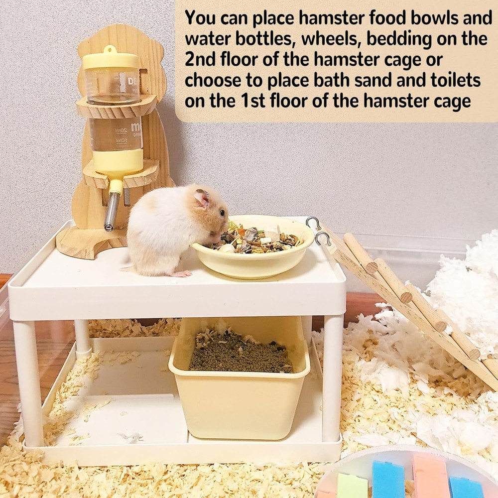 Hamster Cage Platform Plastic Syrian Hamster Platform with Wood Ladder Stand Cli