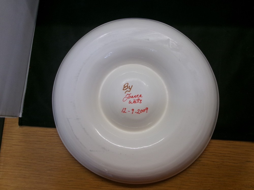 Large, Ceramic Serving Dish, by Johanna Watts 2009, Chips & Dips, signed. H2