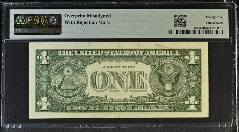 PMG25 1957 1$ MISALIGNMENT ERROR WITH RED REJECTION MARK 4994A
