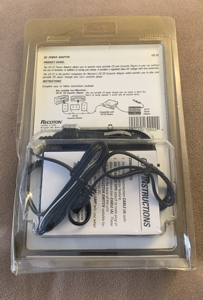 Recoton CD22 Multi-Voltage Car Adapter Vintage NOS