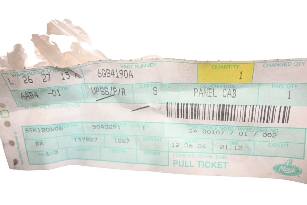 Mack 6QS4190A Headlamp Bezel Panel NOS