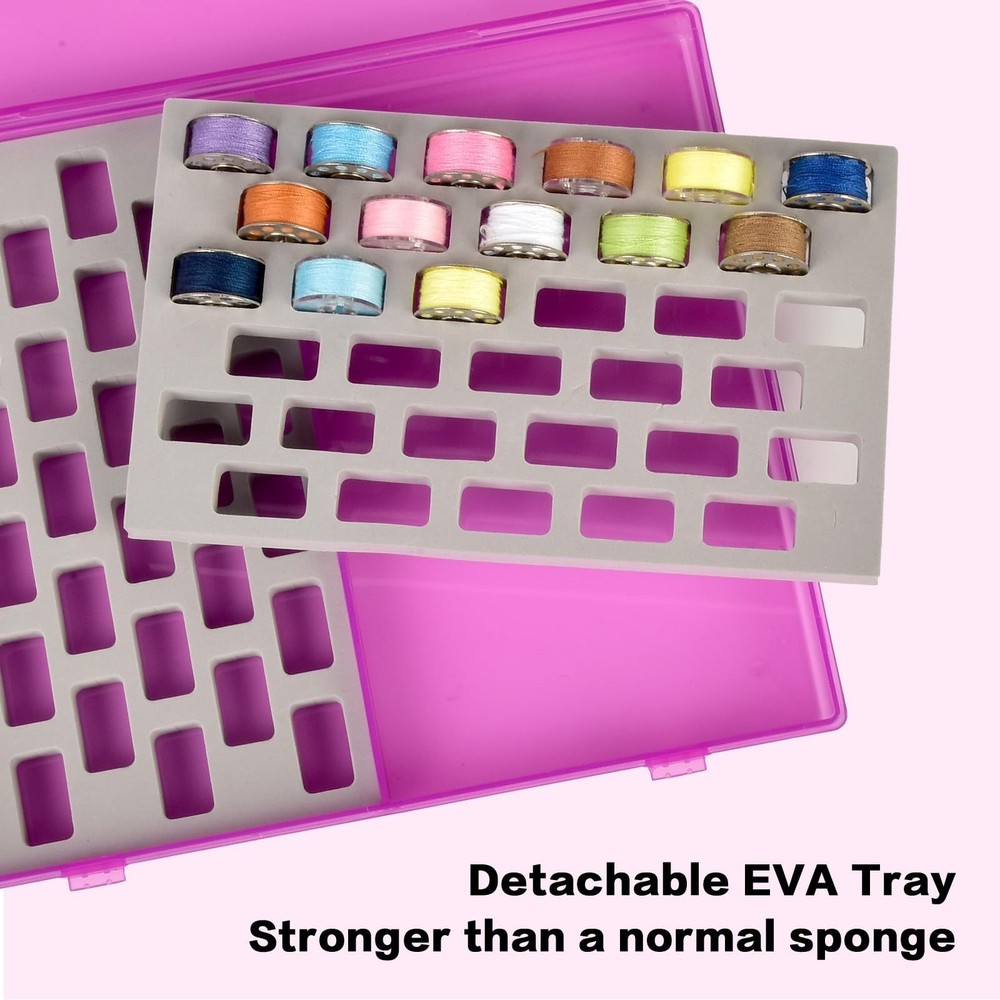 Bobbin Holder Case - 66 Pcs Bobbins Thread Storage Organizer Compatible with ...