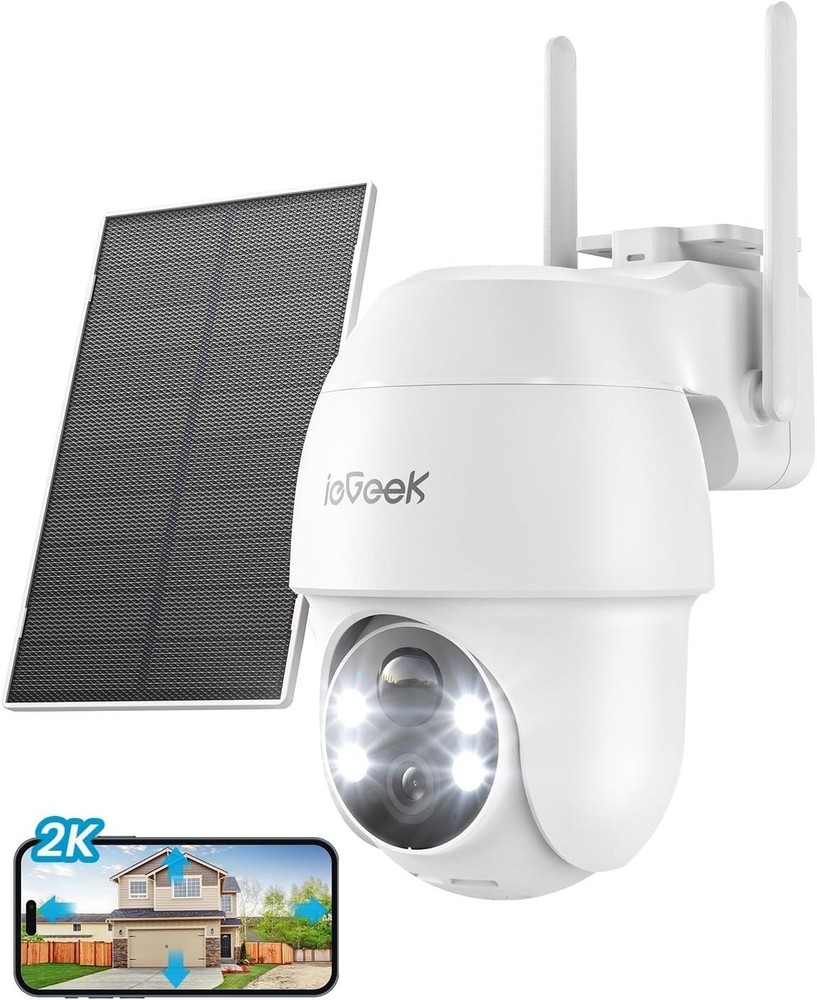 ieGeek Solar Security Cameras Wireless Outdoor, 2K 2.4G WiFi Camera ,360° PTZ