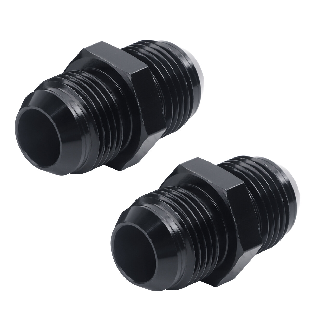 Male to Male Flare Union Coupler Fitting Coupling Aluminum Straight Black 2PCS