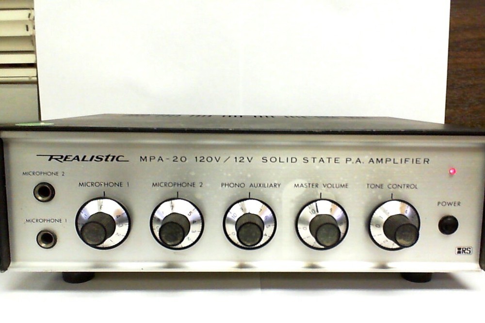 VINTAGE REALISTIC MPA-20 120V/12V SOLID STATE P.A. AMPLIFIER