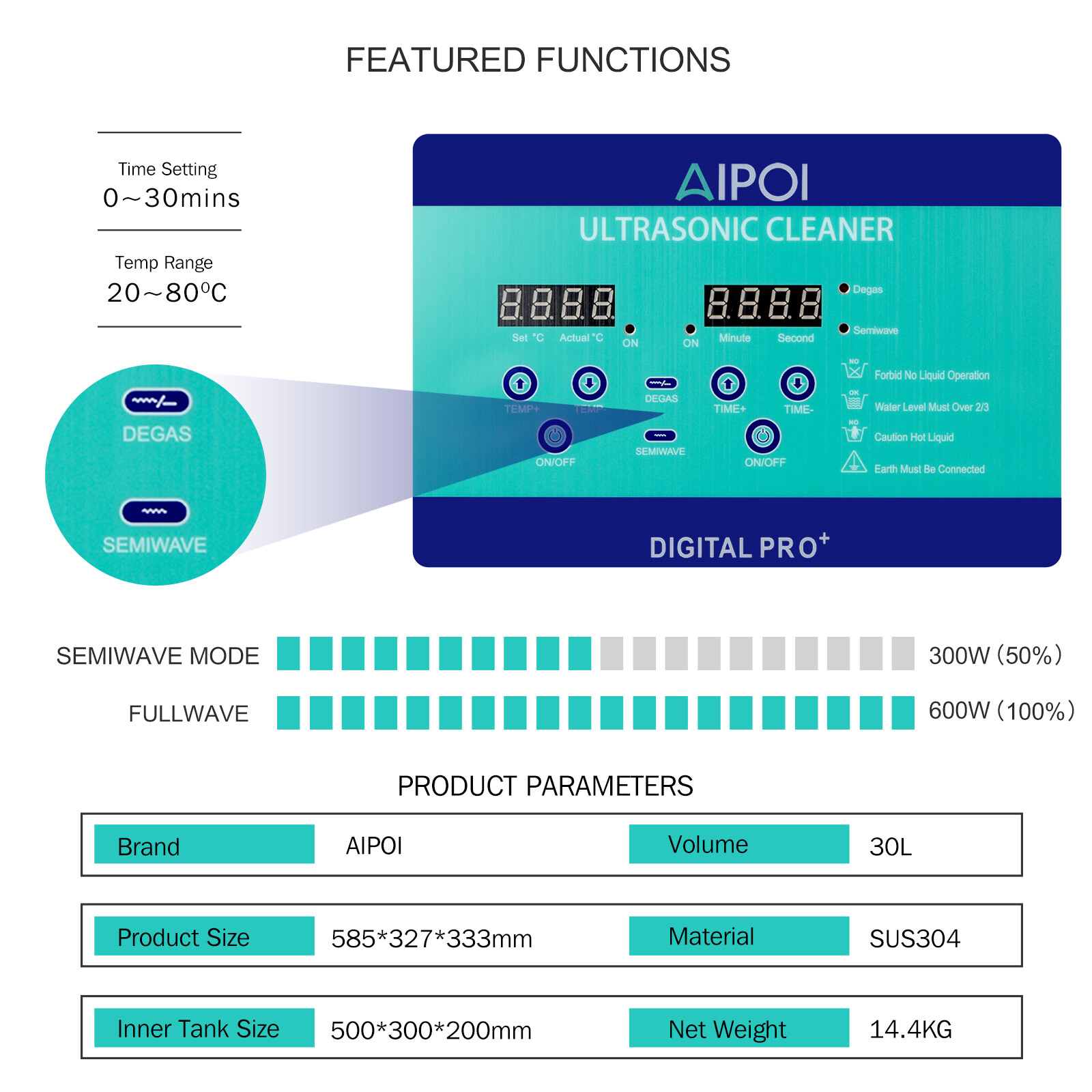 Stainless Steel Industry Ultrasonic Cleaner 30L Heated Heater w/Timer & Heater