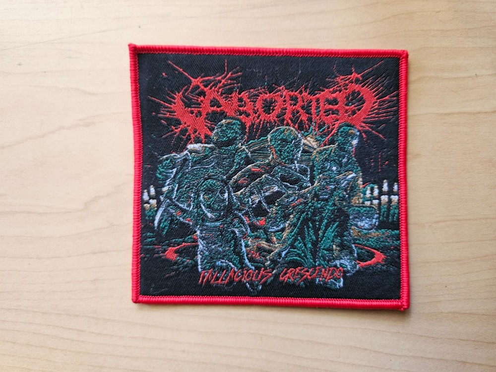 ABORTED, SEW ON RED BORDER WOVEN PATCH