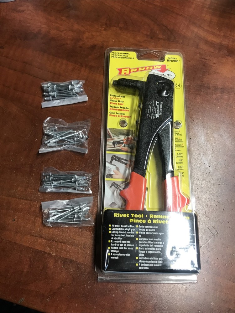 New Genuine Arrow E-Z Pull Rivet Tool with Rivets ~ Model RH200 With Rivet Set