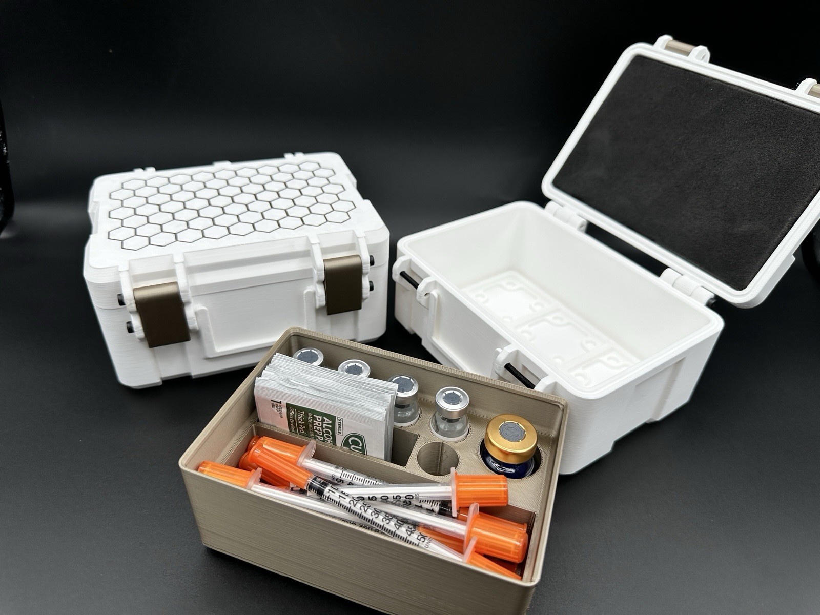 Peptide Storage Case, 3ml, 10ml and 30ml, Peptide organizer White Champagne