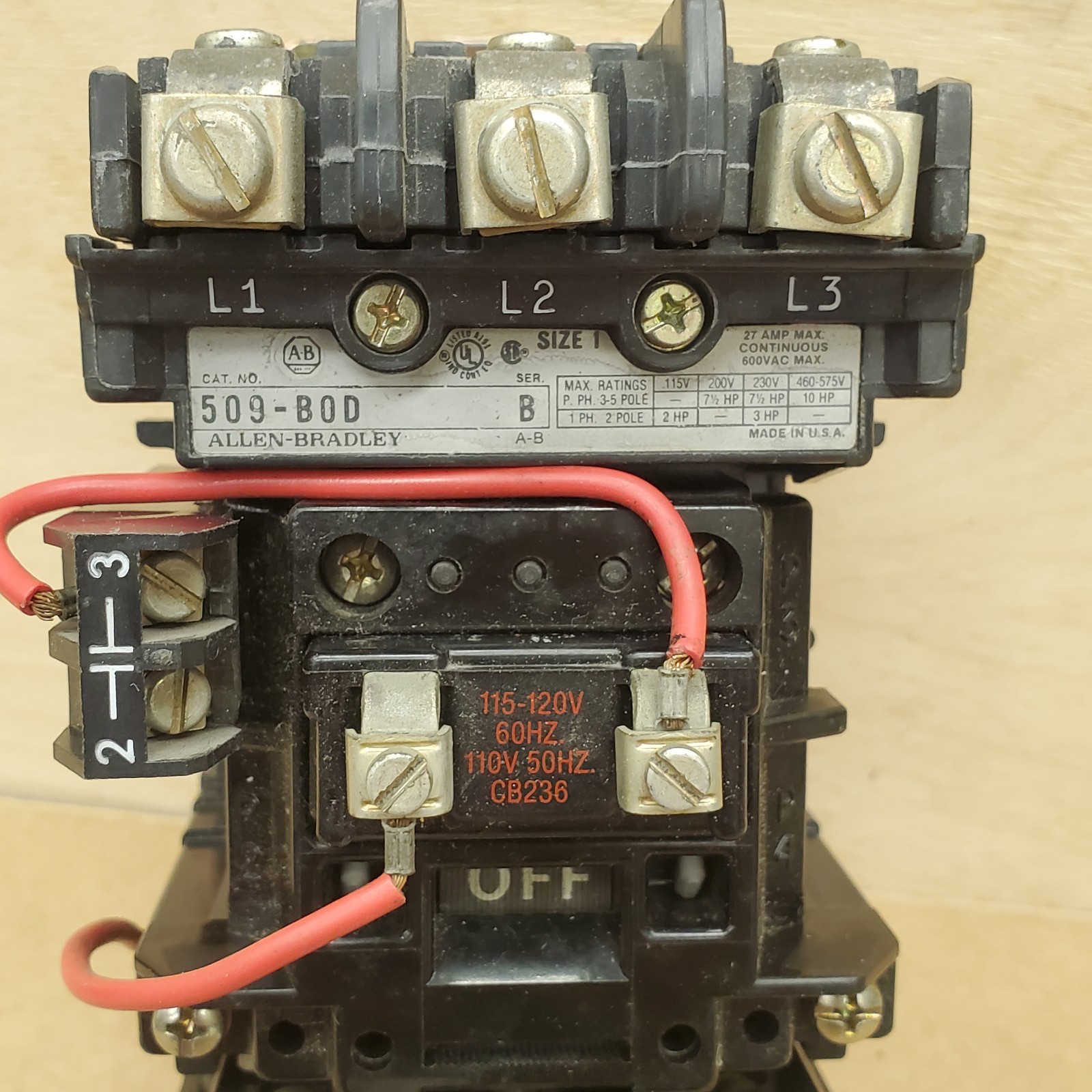 Allen-Bradley 509-BOD Motor Starter w/ 120VAC Coil - NEW & Ships FREE