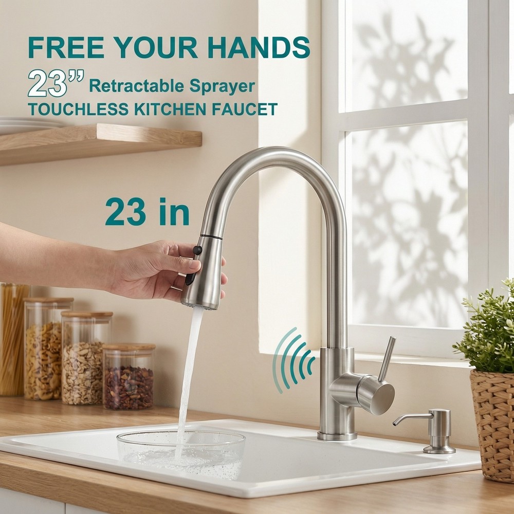 Touchless Kitchen Faucet with Pull-Down Sprayer & Motion Sensor | 23" Extra Hose