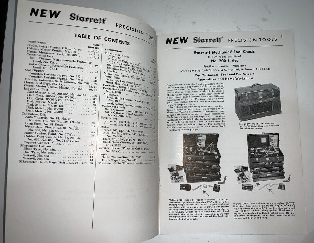 Starrett New Precision Tools Brochure, 1960