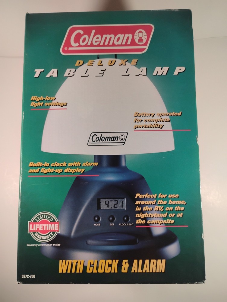 Coleman Deluxe Table Lamp Lantern Clock New