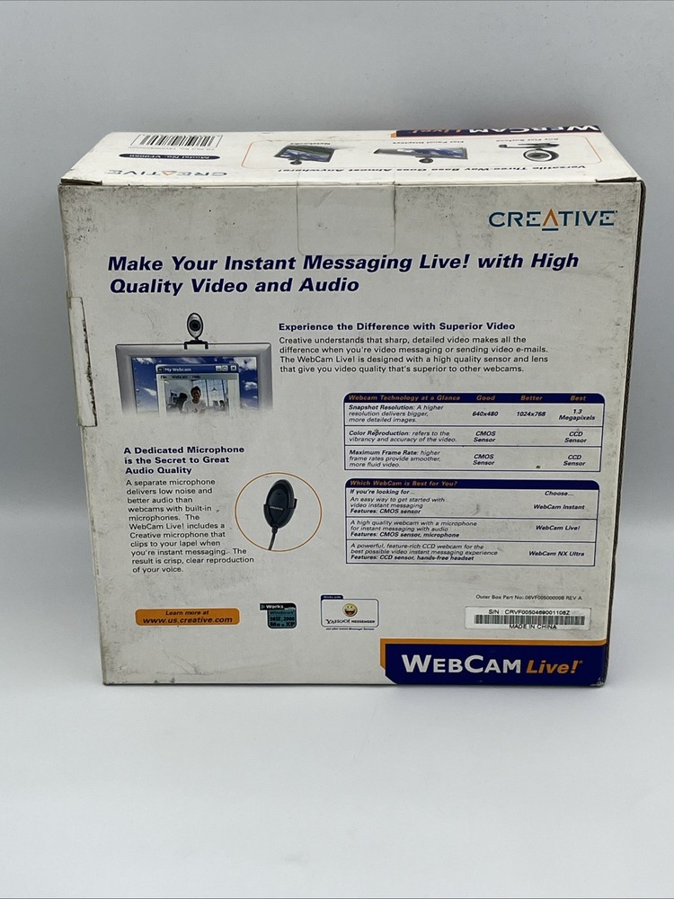 Creative Live! WebCam for Windows XP & Me 2004 NOS