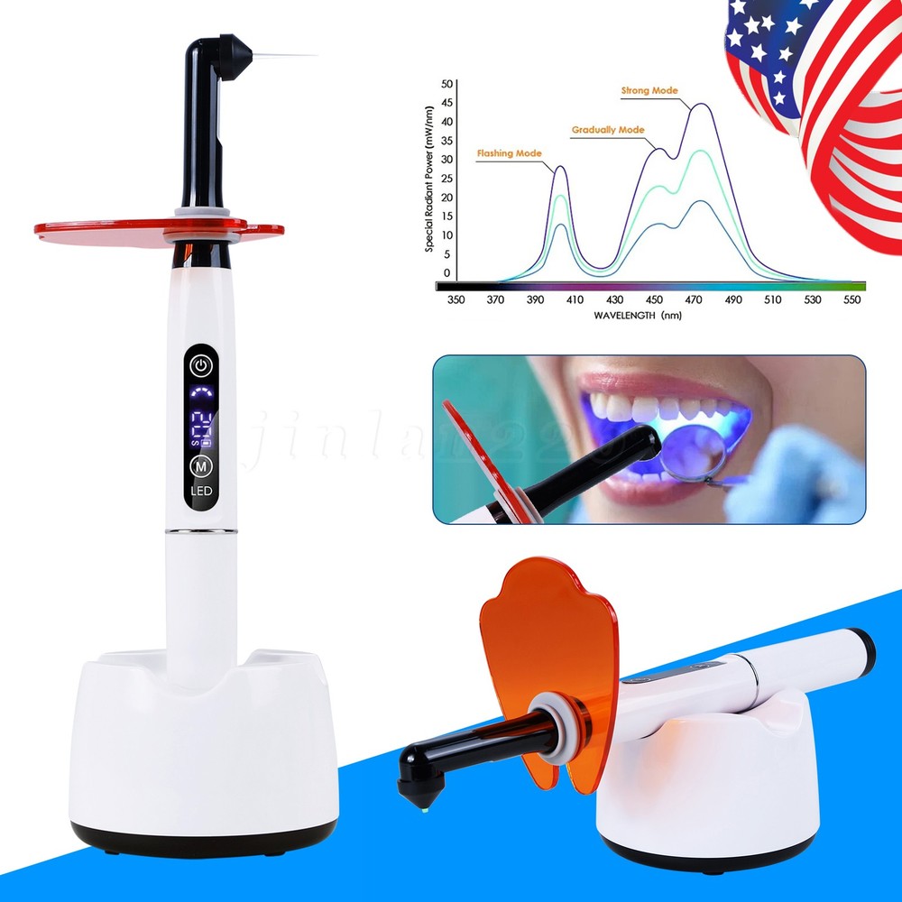 Dental Wireless Cordless LED Curing Light Lamp 1 Second Cure with 7pc Point Lens
