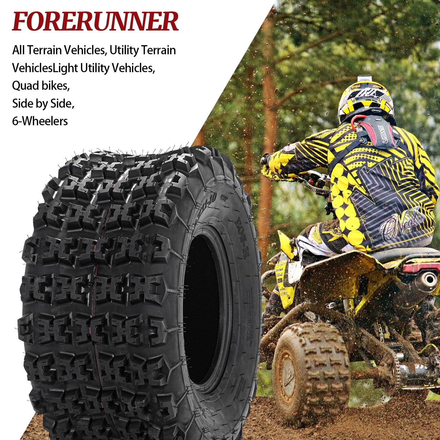 Set 2 Rear 22x11-10 ATV Tires 6PR 22x11x10 UTV All Terrain 22 11 10 Tubeless 22"