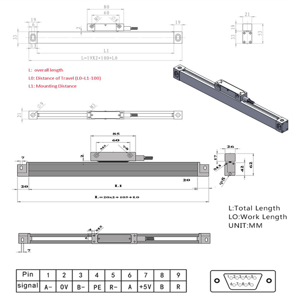 2Axis/3Axis Digital Readout DRO Display Linear Scale Encoder for Mill Lathe US