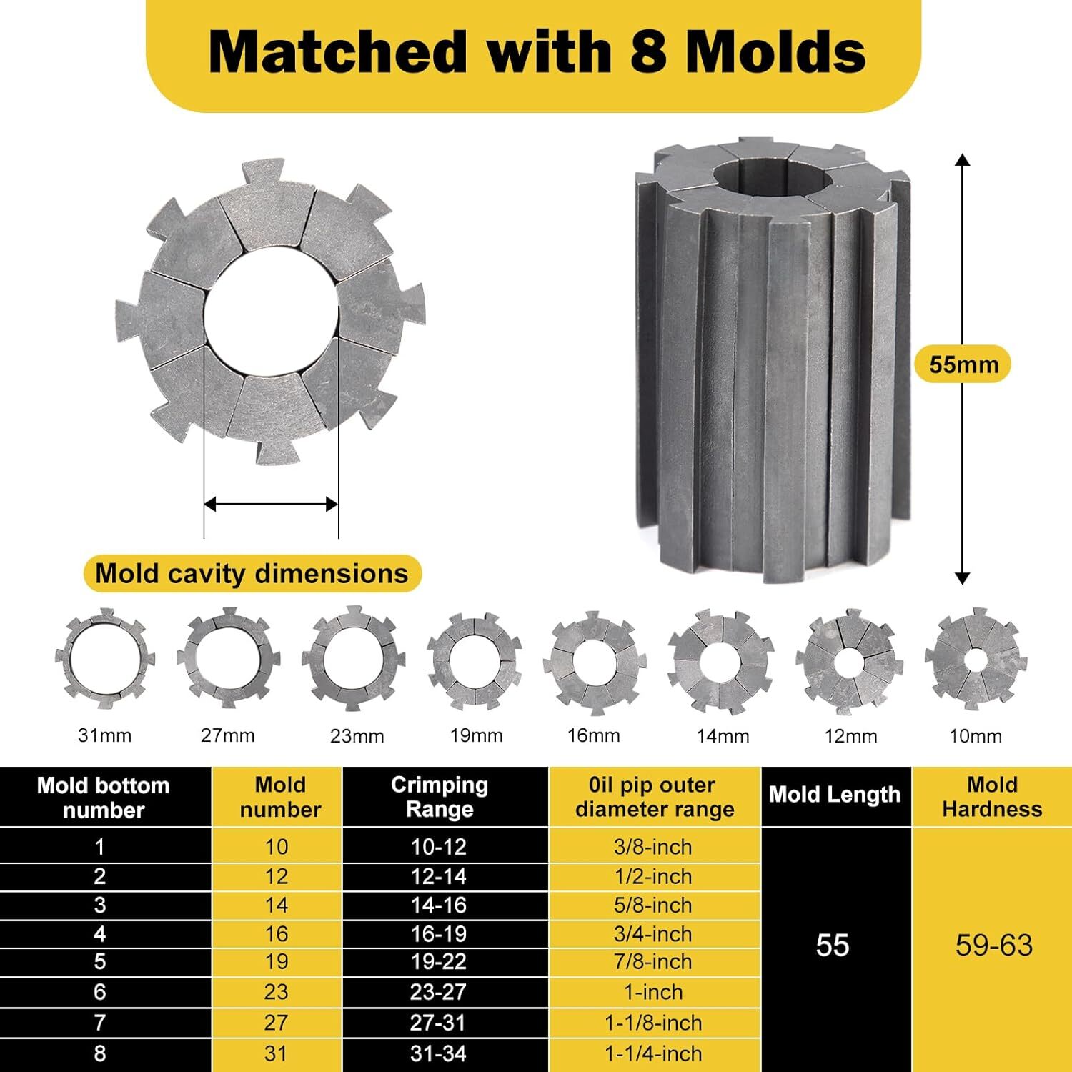 5600KN Hydraulic Hose Crimper Pipe Clamping Machine w/ 8 Sets Dies 10mm-30m
