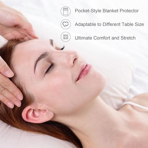 Massage Table Cover Set, Microfiber Material, Pocket-Style Blanket White