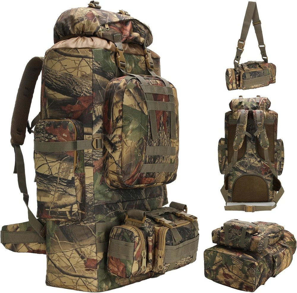 100L Camping Hiking Backpack, Waterproof Tactical MOLLE Rucksack