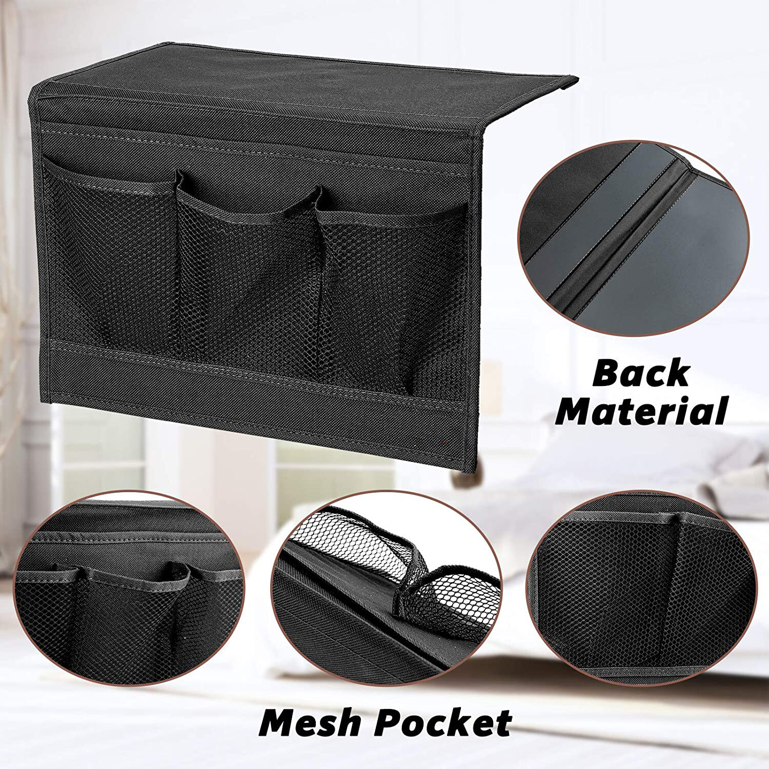 Bedside Caddy Storage Organizer Remote Control Holder Bag Pocket Couch Sofa