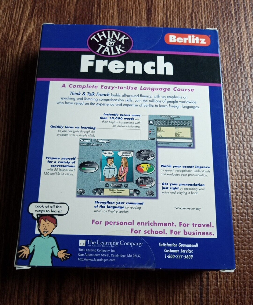 Think & Talk French Berlitz PC Program Software CD-Rom Version 2.0 1997 NIB