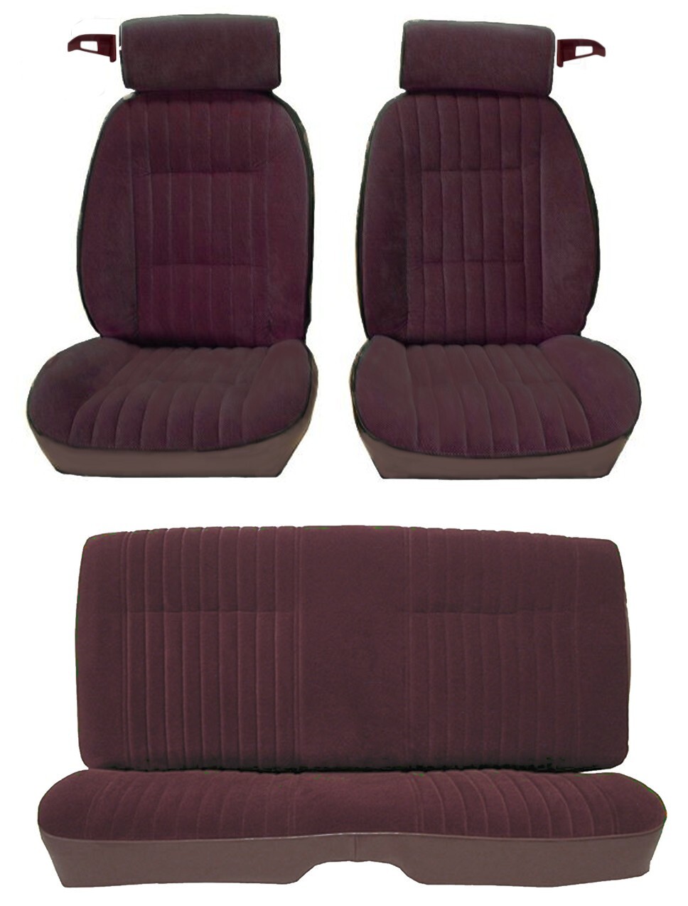 81-88 Monte Carlo SS Seat Cover Set WITH Belt Guides - BURGUNDY - VELOUR W/VINYL