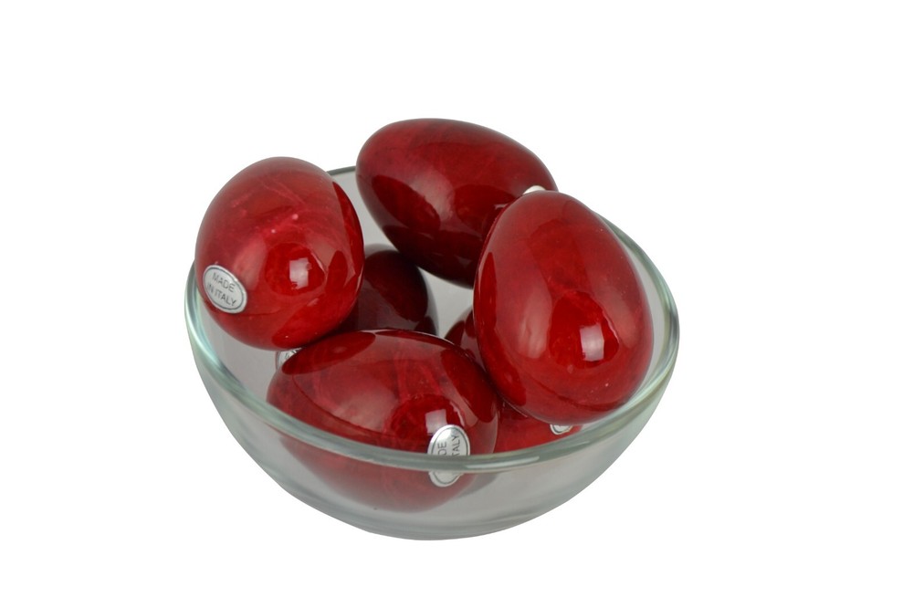 Red Alabaster Stone Eggs 6 Piece Set