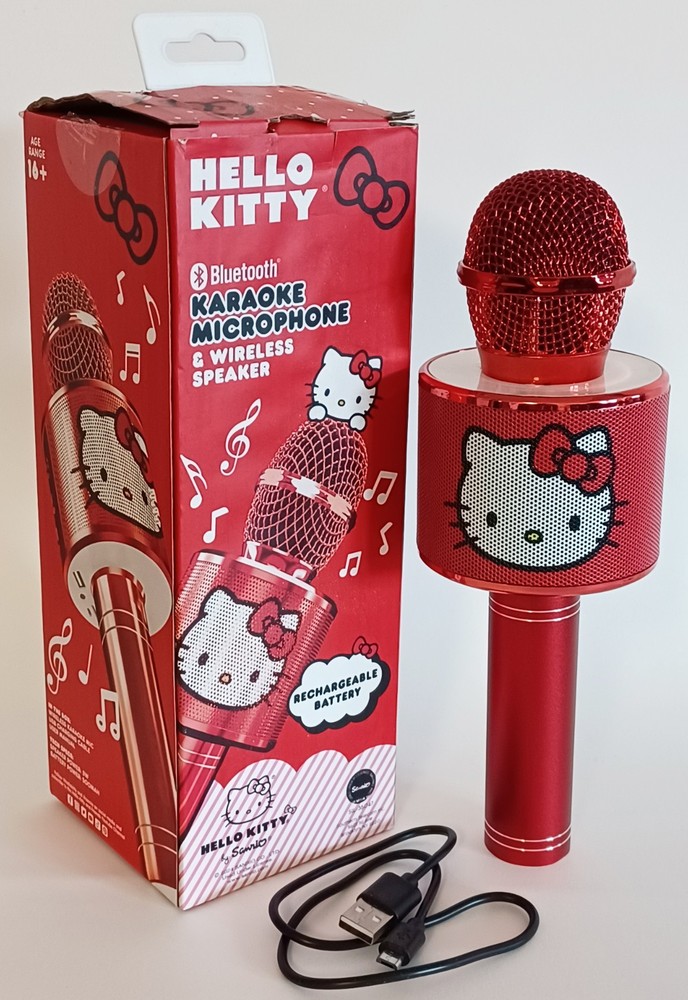 HELLO KITTY BLUETOOTH KARAOKE MICROPHONE; Red