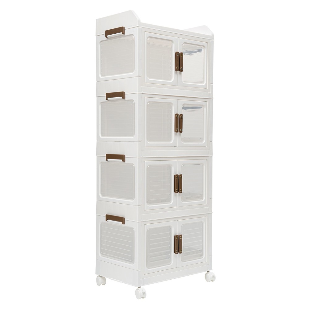 Plastic Collapsible Storage Bins with Lids & Wheels Stackable Closet Organizers