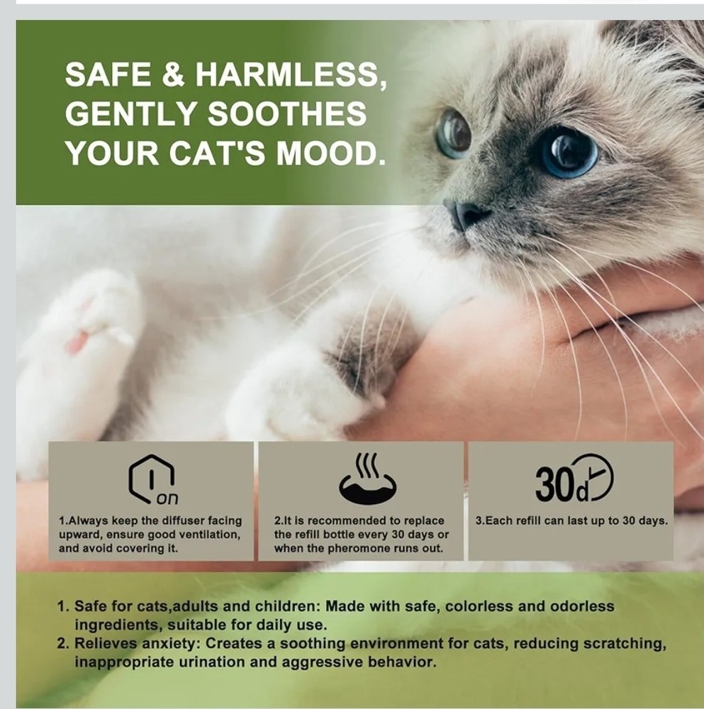 TkacmoyCat Calming Diffuser, 4-in-1 Pheromone Refills for Anxious Cats,...