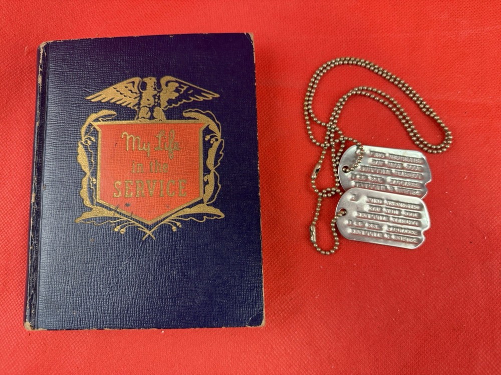 Original WW2 US Soldiers Wartime Diary & Dog Tags Named Grouping